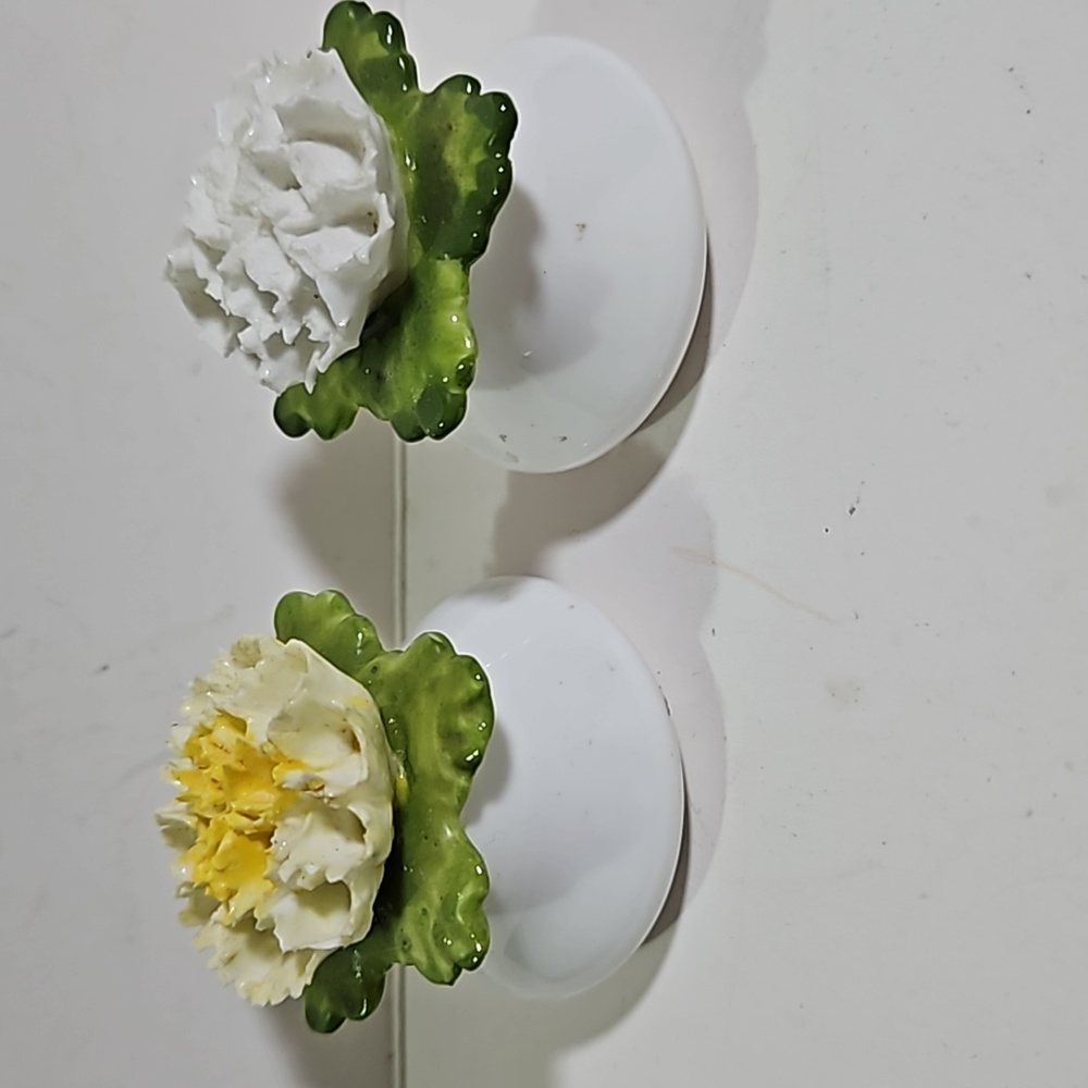 Denton China Flower Salt Pepper Shaker set made in England yellow rose carnation